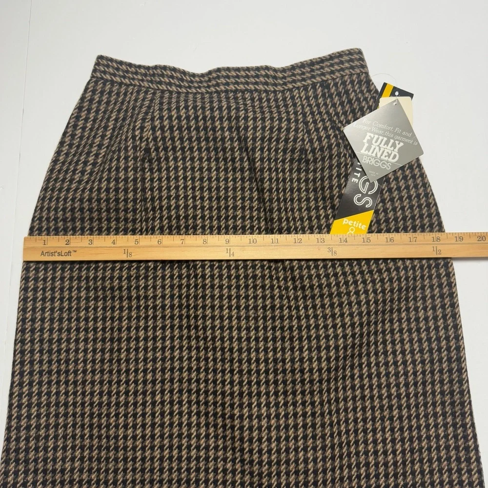 Vintage BRIGGS NY Fully Lined Wool Blend Brown Pencil Skirt Size: 8P Made In USA - Picture 9 of 12